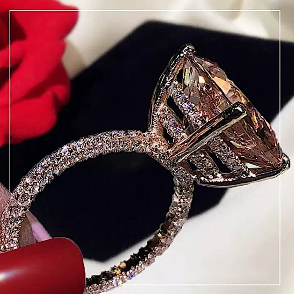 Rose Gold Champagne Cubic Zirconia Ring